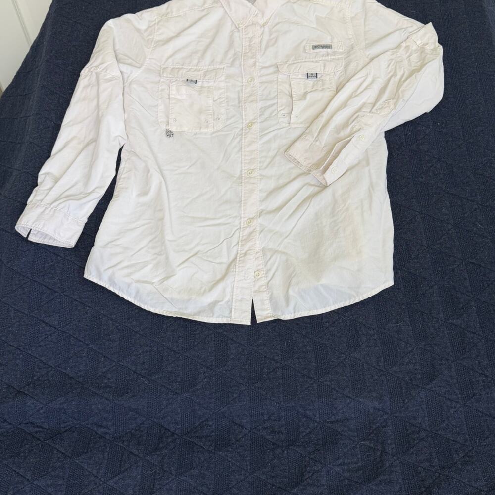 Columbia PFG Bahama II Men's Large White Long Sleeve Fishing Shirt Vent